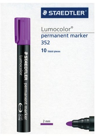 Staedtler 352  6 marker Lumocolor permanent końcówka okrągła, 2 MM, 10 sztuki, fioletowy 352-6