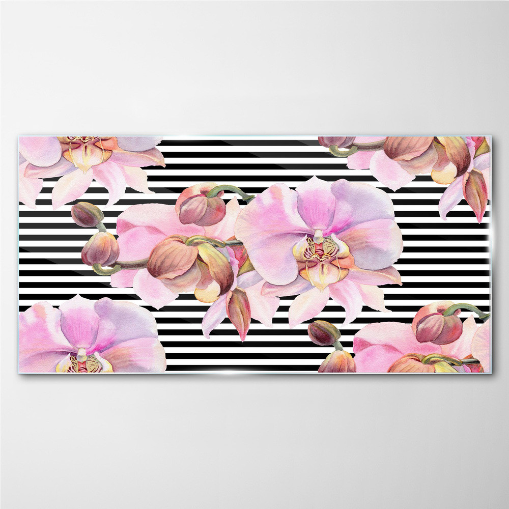 PL Coloray Obraz na Szkle kwiat orchidea paski 100x50cm
