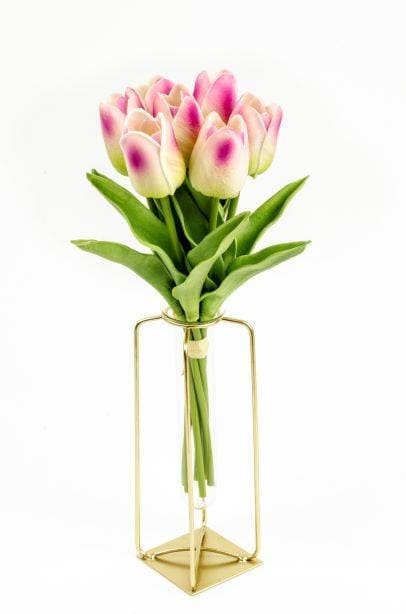 Tulipany sztuczne bukiet 7szt jasny róż