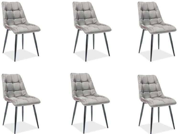 Signal Zestaw 6 krzeseł CHIC VELVET szare aksamitne CHICVCSZ14xx