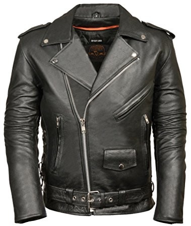 Milwaukee Leather Men's Classic Side Lace Police Style Motorcycle Jacket (sh1011 XL Black) by Leather SH1011-XL-BLACK