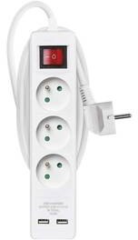 HBF EMOS 2m 3 zásuvky + 2x USB P1312RU) Biały