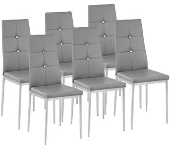 TecTake Zestaw 6 stylowych krzeseł szary 402542