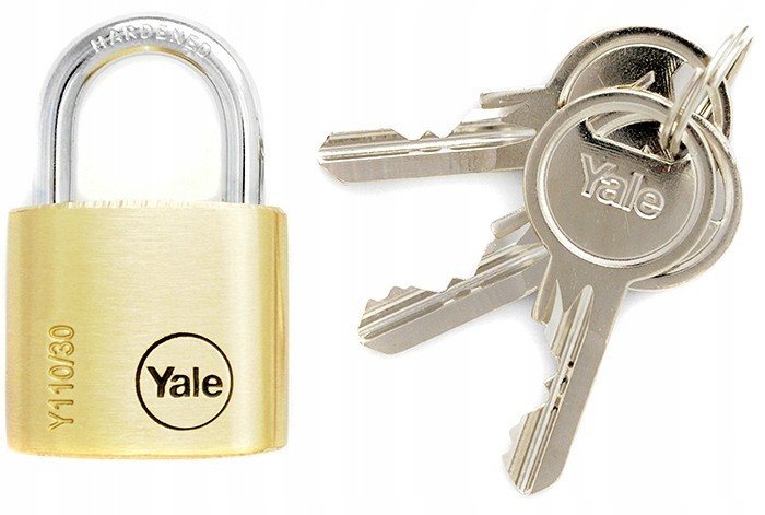 Yale Kłódka Mosiężna Zatrzaskowa 30mm 3 Klucze