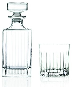 RCR Cristalleria Italiana RCR kryształ Timeless Decanter i szklanki do picia szklanki do whisky 7 sztuki zestaw  750 ML słoiki Decanter, 313 ML 73271020006_Trasparente