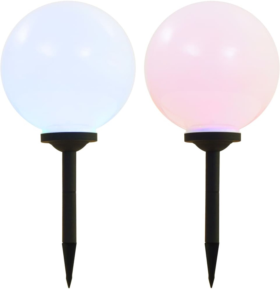 vidaXL Kuliste lampy solarne na zewnątrz, 2 szt., LED, 30 cm, RGB