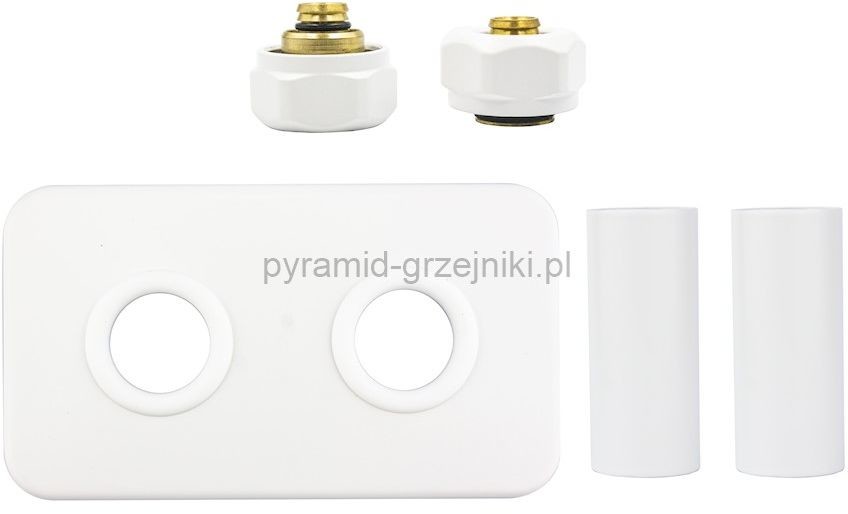 Vario Term Zestaw maskujący rozety + tuleje + złączki Cu/Pex x GW3/4 - biały mat instalacja alu-pex - PEX rozeta prostokątna ZMRP2P16X3/4/21