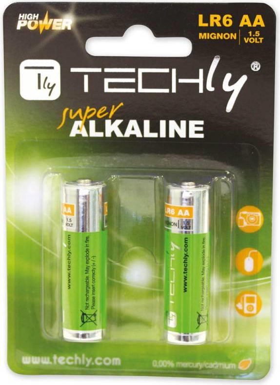 Techly Baterie alkaliczne 1.5V AA LR6 2 sztuki - 306967