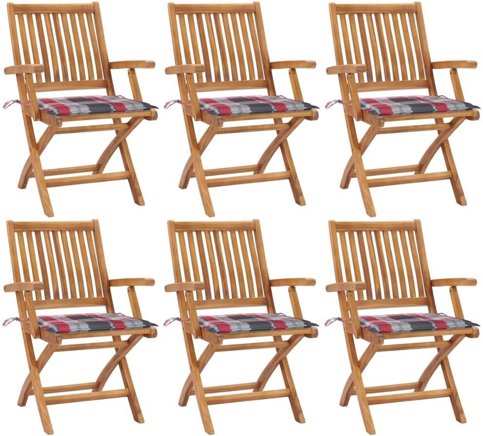 vidaXL Składane krzesła ogrodowe z poduszkami, 6 szt., drewno tekowe! 3072763