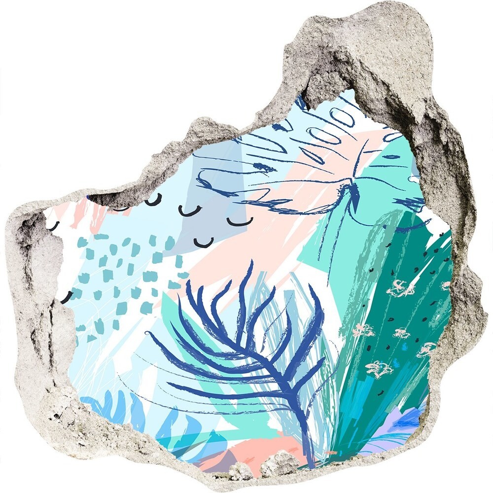 Wallmuralia.pl Naklejka 3D dziura na ścianę Tropikalne liście