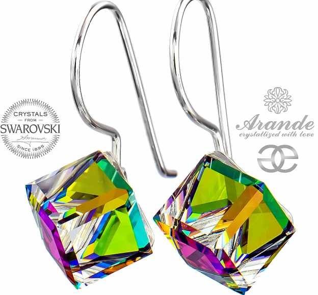 Swarovski PIĘKNE KOLCZYKI VITRAIL MEDIUM CUBE SREBRO