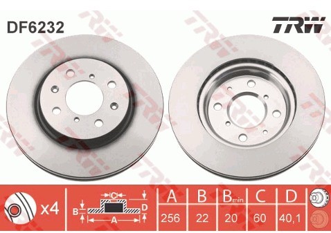 TRW Tarcza hamulcowa DF6232