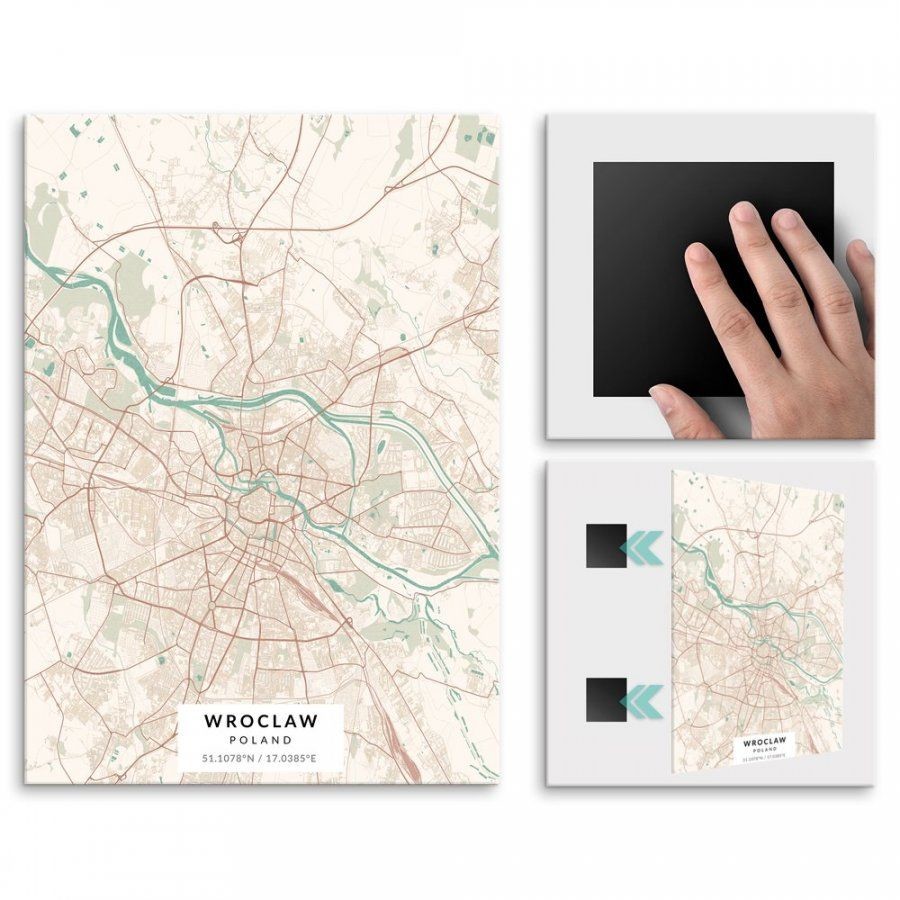 Pix4home Plakat metalowy Mapa Vintage Wrocław L POS-L-03624