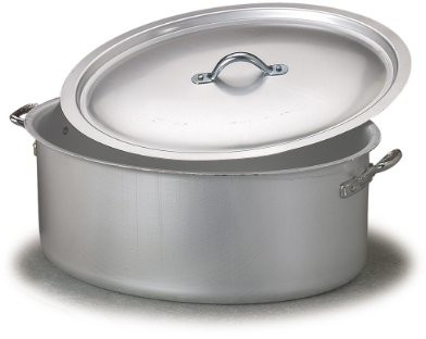 Pentole Agnelli Rondel pentole agnelli, owalna, 2 uchwyty i pokrywę, aluminium, satynowana powierzchnia, kolor srebrny, srebrny/czarny, 32 cm FAMA2632