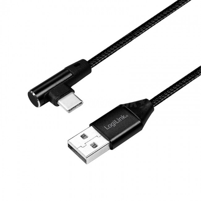 LogiLink USB-C 0.3m kątowy czarny CU0137