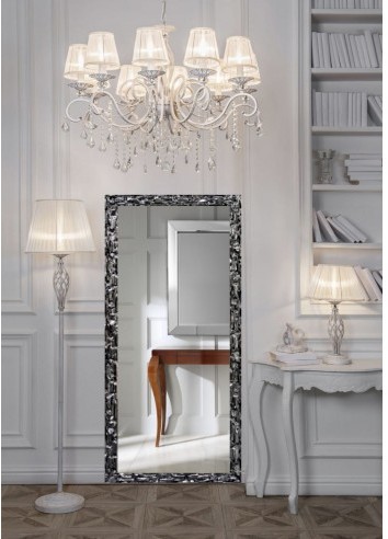 Łukasz Ochwat Alfaram Luksusowe lustro ścienne w bogato zdobionej grafitowej ramie  9003003, Lustro w ramie: 100x200