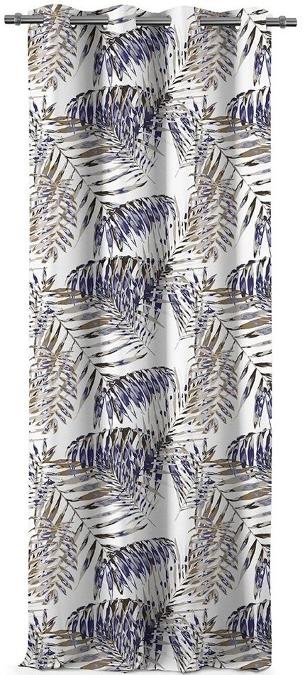 AmeliaHome Zasłona Blackout Palm Leaves niebieski, 140 x 245 cm