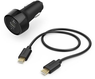 Hama samochodowa 1xUSB-C PD 18W QC 3.0 + kabel USB-C czarna