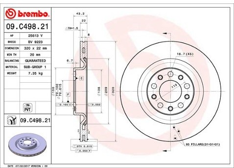 BREMBO Tarcza hamulcowa 09.C498.21