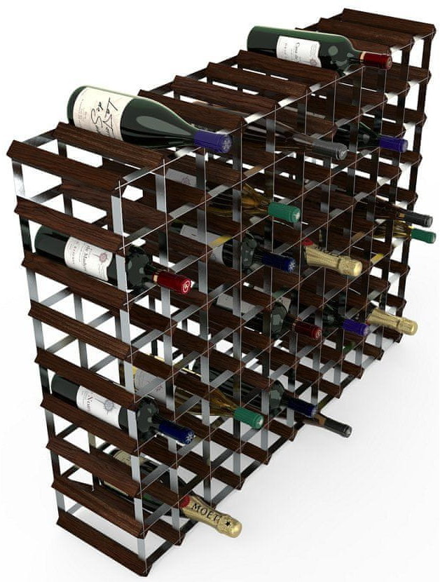 RTA Global stojak na wino na 90 butelek ciemna sosna stal ocynkowana rozłożony