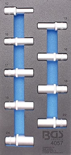 BGS wkładka wózek warsztatowy wstawki 12,5 MM klucz nasadowy, 6-kątna, 10  24 MM, 9-częściowy, 1 sztuki, 4057