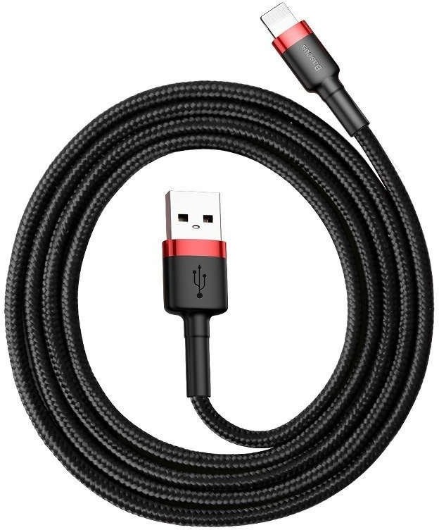 Baseus Kabel Lightning USB Cafule 2,4A 0.5m czarno-czerwony) 10691X1