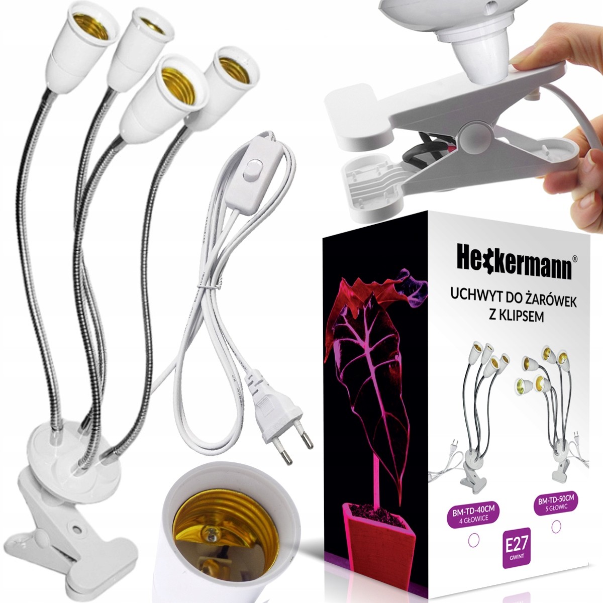 Oprawka Lampa Uchwyt Gniazdo Żarówki 4xE27 +klips