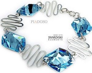 Swarovski Arande Piękna Bransoletka AQUA GUALDA SREBRO 2107530560