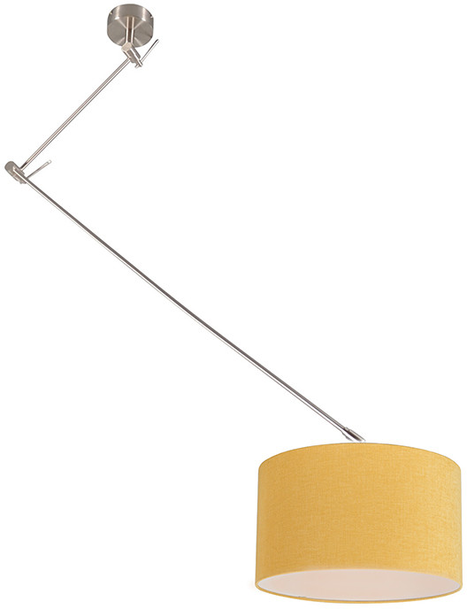 QAZQA Lampa wisząca regulowana stal klosz żółty 35cm - Blitz I