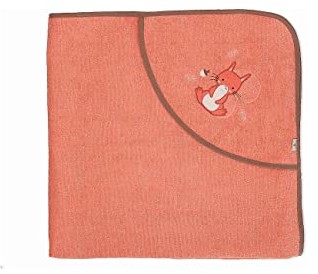 Sterntaler Dziewczęcy ręcznik kąpielowy Baby GOTS Enna - ponczo kąpielowe dla niemowląt, ręcznik z kapturem, ręcznik kąpielowy dla dzieci z motywem wiewiórki - bio - koralowy 7122208