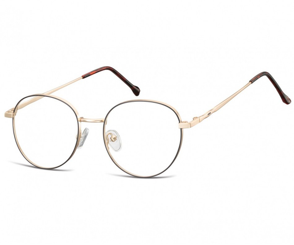 SUNOPTIC Okulary Oprawki owalne Lenonki optyczne 912E złoto-brązowe
