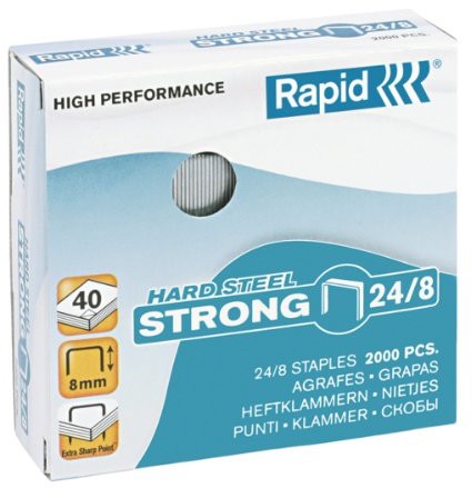 Rapid 24858900 staple 24/8 mm Strong, ze stali nierdzewnej, 2000 sztuk 24858900