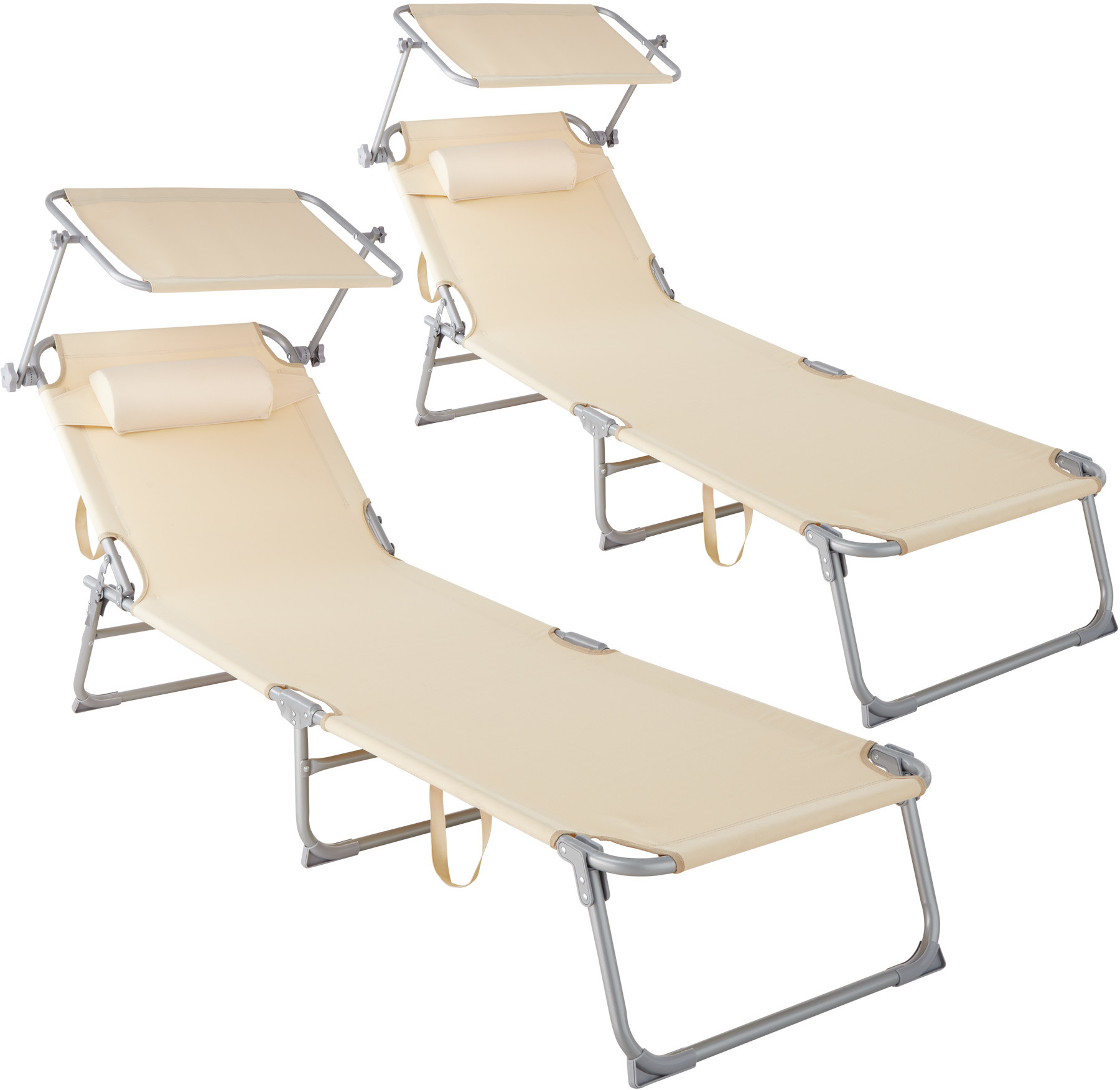 tectake 2 Leżaki Chloé - beżowy 403418