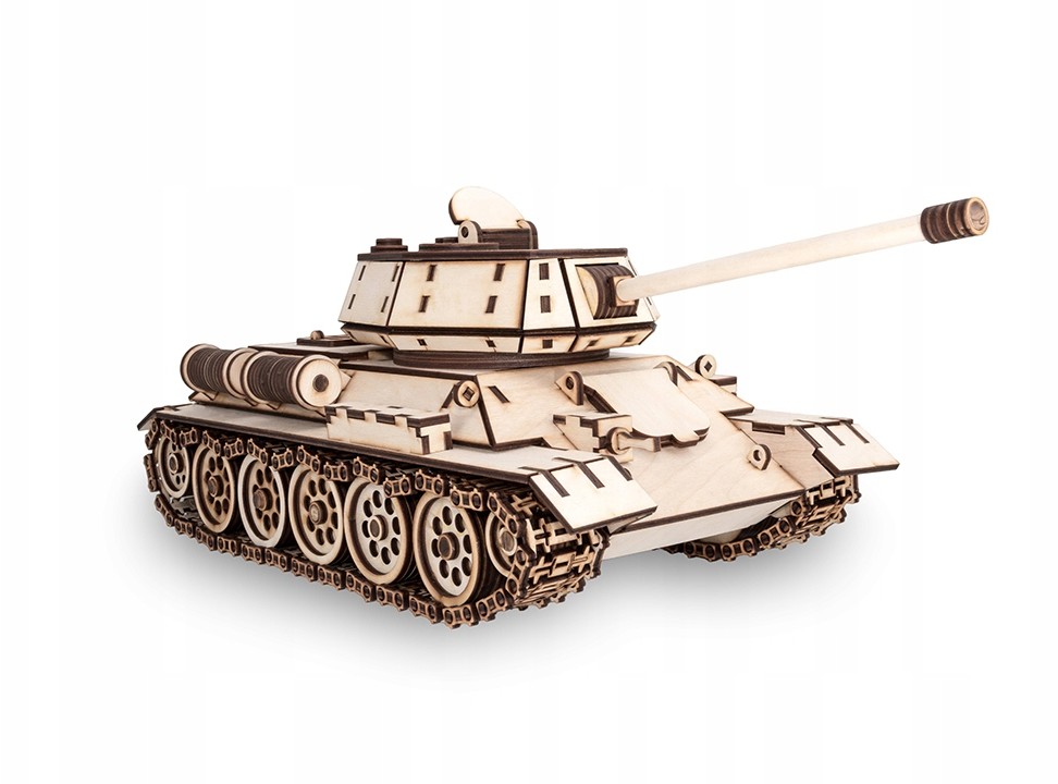 Czołg T-34 - drewniane, mechaniczne puzzle 3D Diy