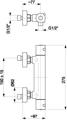 KFA Moza Bateria prysznicowa termostatyczna ścienna chrom 5736-010-00