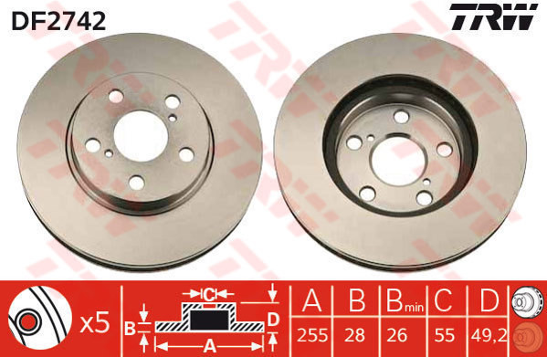 TRW Tarcza hamulcowa DF2742