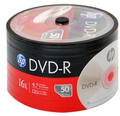 HP 4,7 GB DVD-R DVD-rohline (16 X Speed, 120 min) o 50er Spindel DME00070-3