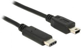 DeLock DeLOCK Cable USB 2.0 typu C Male > USB 2.0 Typ wtyczki mini-B 0,5 m Czarny 83335