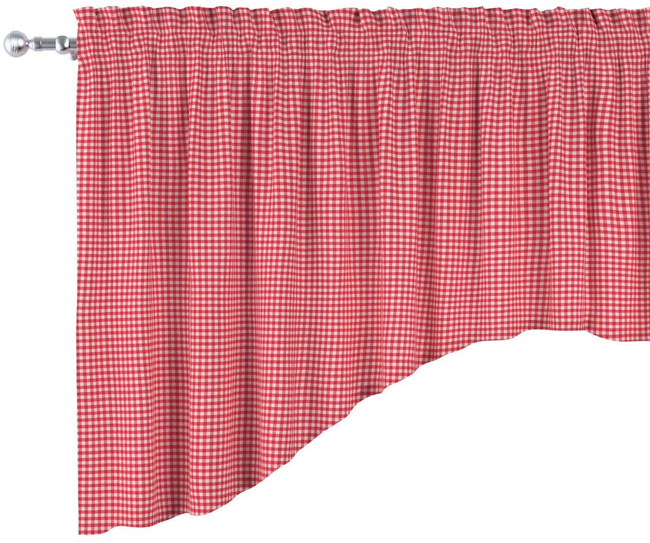 Dekoria Lambrekin łuk czerwono biała krateczka 0,5x0,5cm) 150 × 75+5 cm grzywka Quadro 1374-136-15