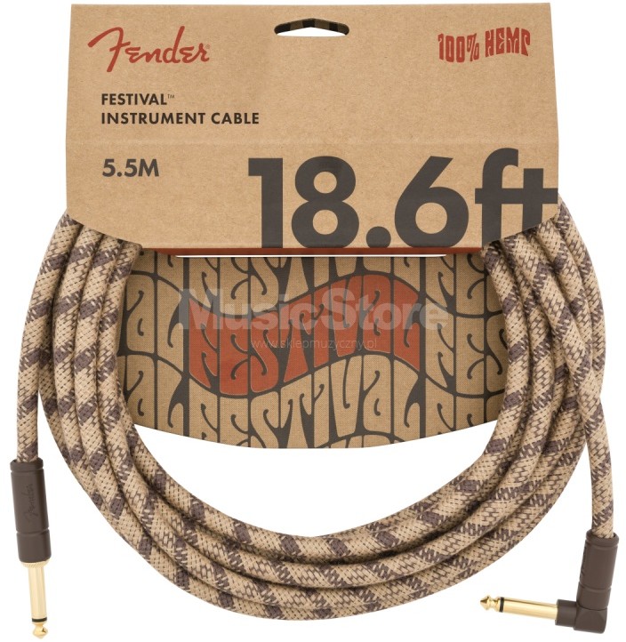 Fender 18.6' ANG CABLE, HEMP BRN STRIPE