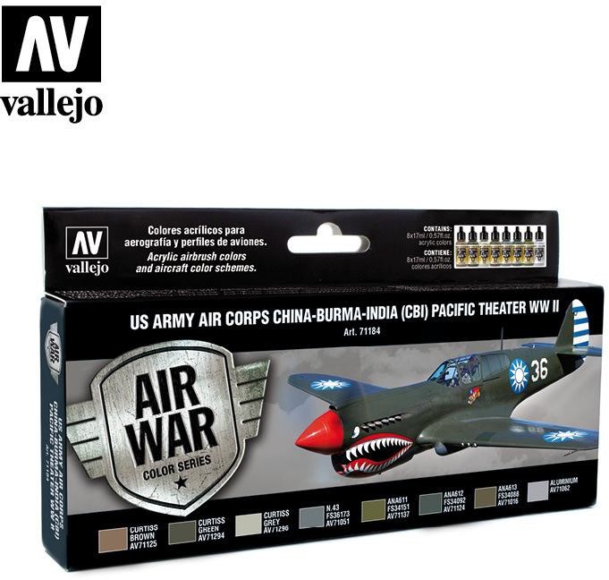 Vallejo Zestaw Air War 8 farb - US Army Air Corps China-Burma-India Pacific Theather (CBI) WWII Vallejo 71184