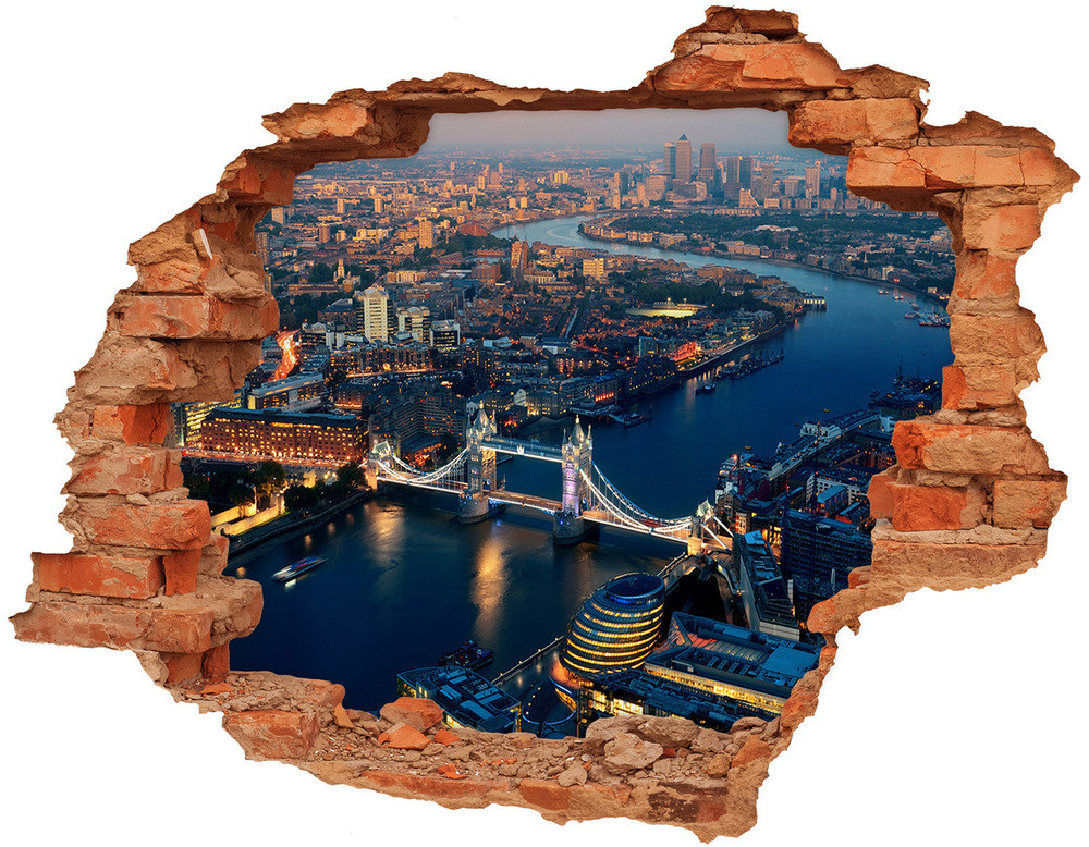 Wallmuralia.pl Fototapeta dziura na ścianę 3d Londyn z lotu ptaka