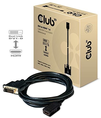 Club 3D HDMI Adapter sieciowy 2 m HDMI to DVI-D dwukierunkowy czarnym CAC-1211 CAC-1211
