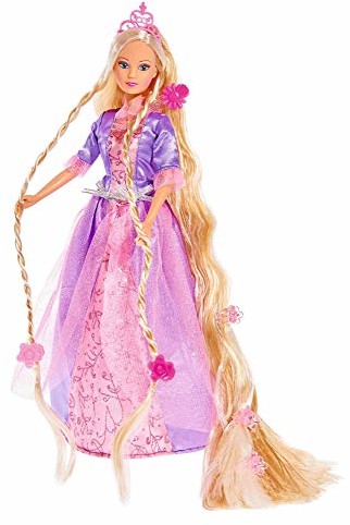 Simba 105738831 - Steffi Love Rapunzel / Steffi jako bajkowy prinzessin / z bardzo długimi włosami / z klipsami do włosów, szczotką i grzebieniem / lalka do garderoby / 29 cm, dla dzieci od 3 lat
