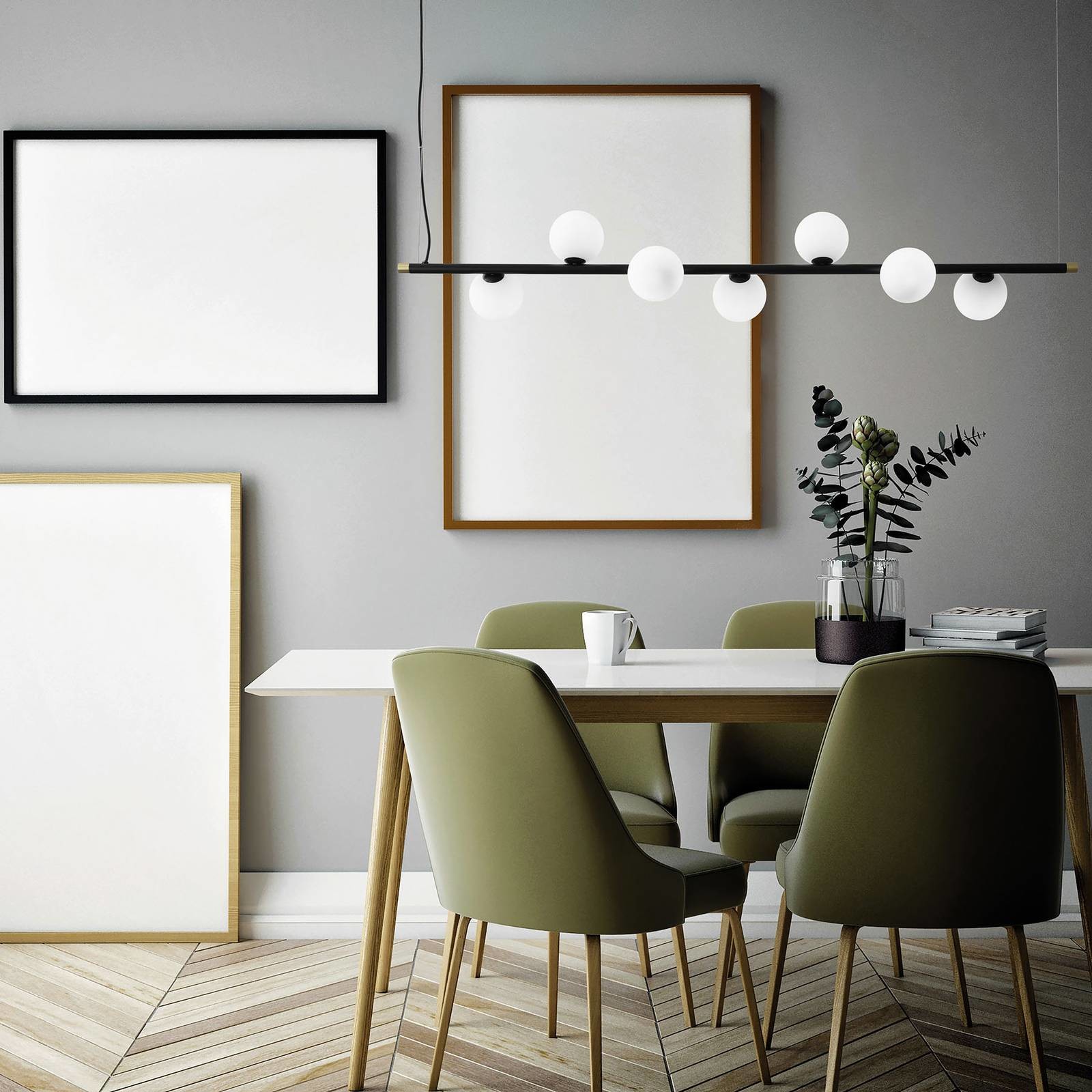 Sforzin Lampa wisząca Pom, pozioma, 7-punktowa