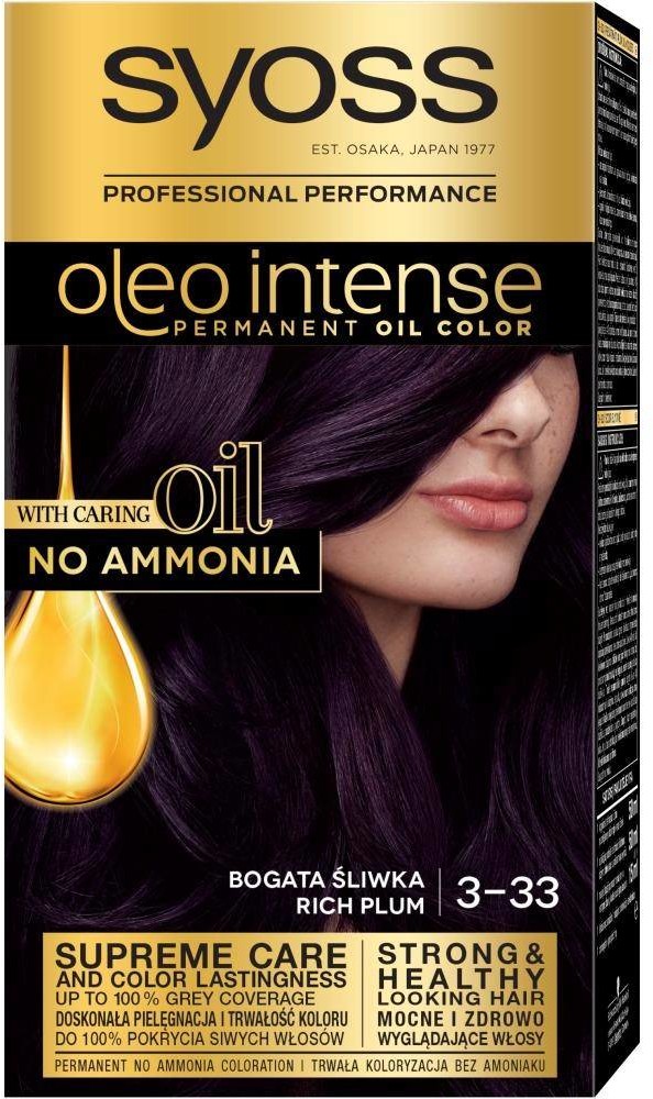 Syoss Oleo Intense farba do włosów trwale koloryzująca z olejkami 3-33 Bogata Śliwka 107337-uniw