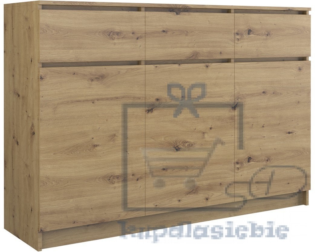 KOMODA SZAFKA 3D3S 120CM DĄB ARTISAN DRZWI SZUFLADY