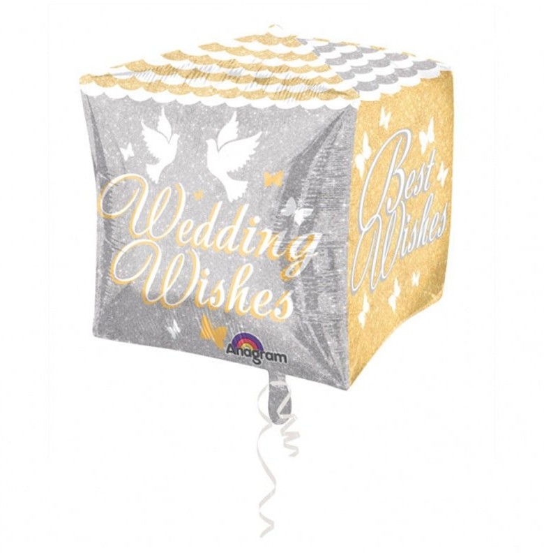 AMSCAN Balon foliowy sześcian Wedding Wishes - 38 cm - 1 szt. 2877901