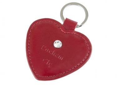 Stefania Skórzany brelok serce "Kocham Cię" z kryształem Swarovskiego, Skóra: Skóra włoska 977-BR/K czerwony