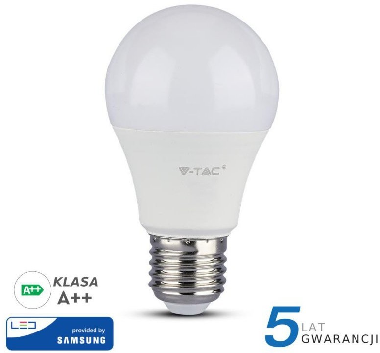 V-TAC Żarówka LED SAMSUNG CHIP 6.5W E27 A++ A60 VT-265 3000K 806lm